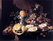 Cornelis de Heem Still-Life with Oysters, Lemons and Grapes oil on canvas